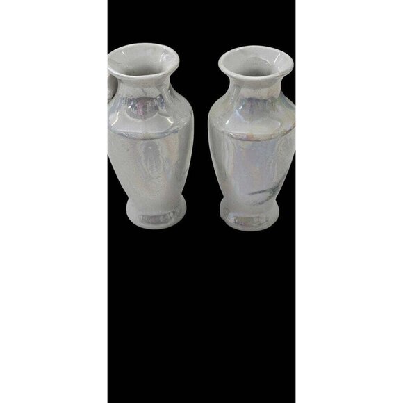 Opalescent Glaze Porcelain Vases 1970s Butterfly Carnival Glaze Ceramic Petite - Picture 6 of 11